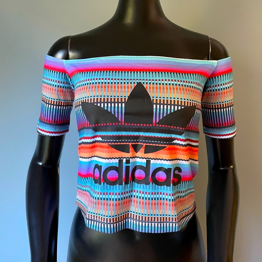 Adidas Off Shoulder Fitted Tee - Size Small
